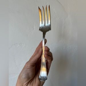 Rogers Antique Vintage silver plate decorative serving fork Greek Grecian style